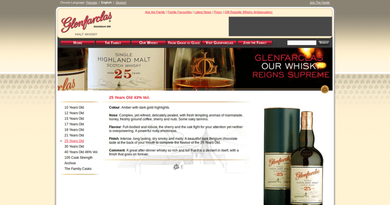 About page of #1 Leading Single Malt Scotch Brand: Glenfarclas 25