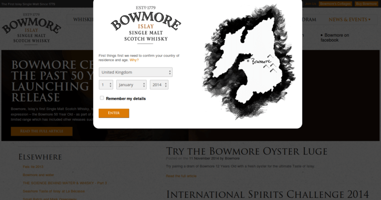 News page of #7 Leading Single Malt Scotch Brand: Bowmore 12