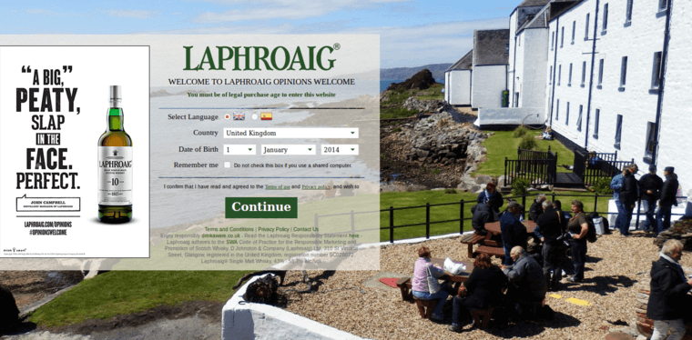 Contact page of #4 Top Single Malt Scotch Brand: Laphroaig 15